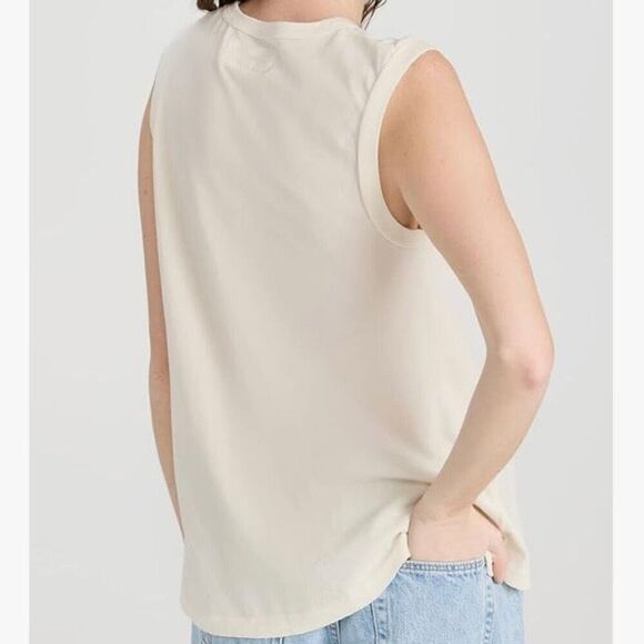 The Great. 100% Cotton Cream Sleeveless Crew Neck Tank Top NWT Size 1/Small - Picture 2 of 8